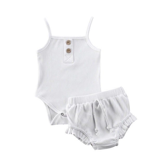 Aurin Ribbed Bloomer Set | White