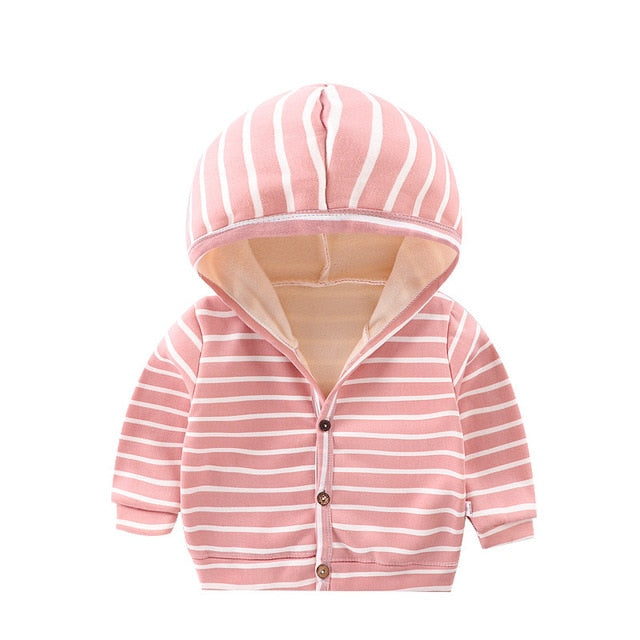 Stripey Hooded Jacket | Pink