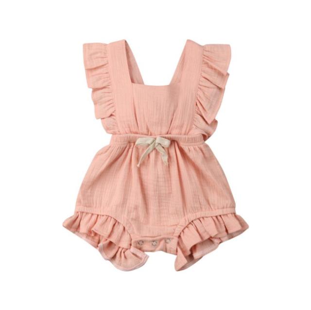 Bow Ruffle Romper | Peach