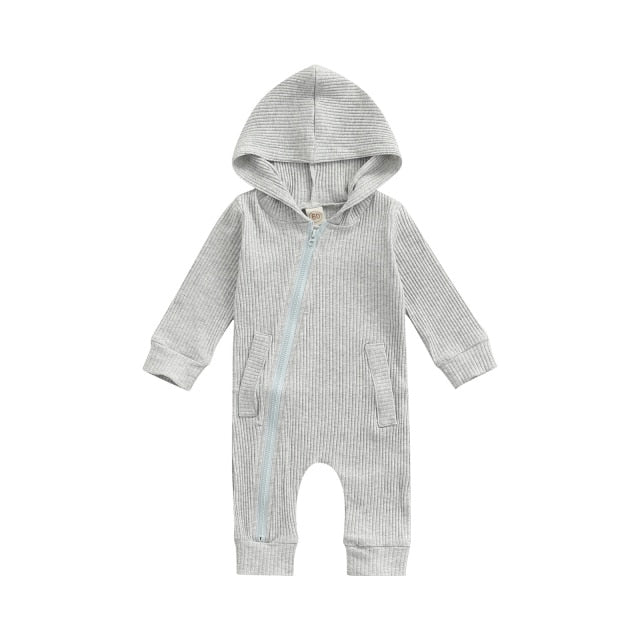 Ribbed Zip Romper | Grey