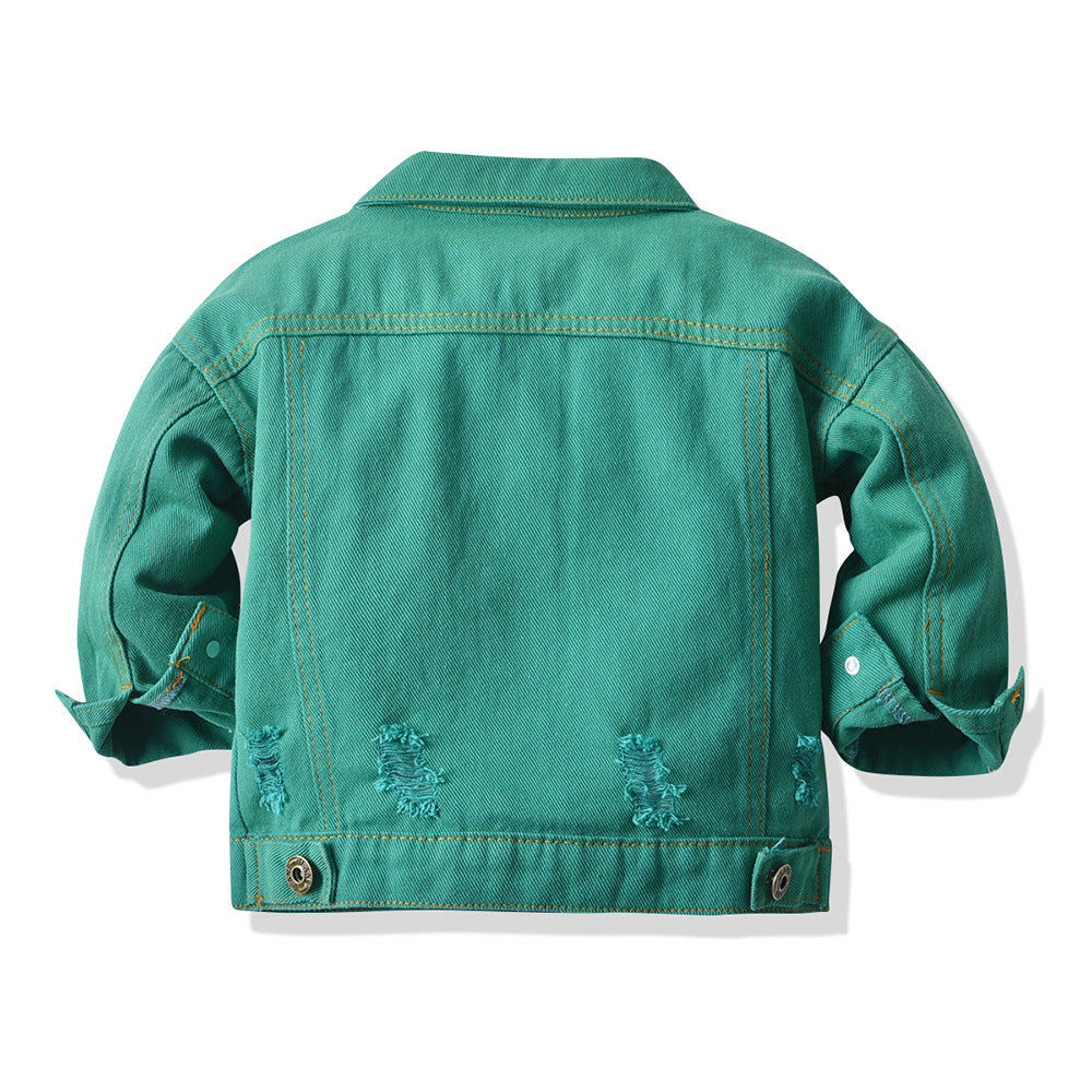 Distressed Denim Jacket | Green