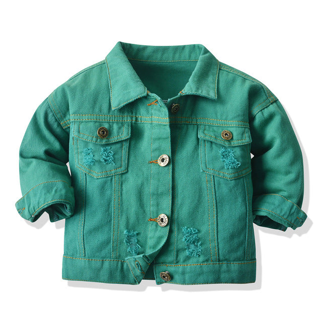 Distressed Denim Jacket Green