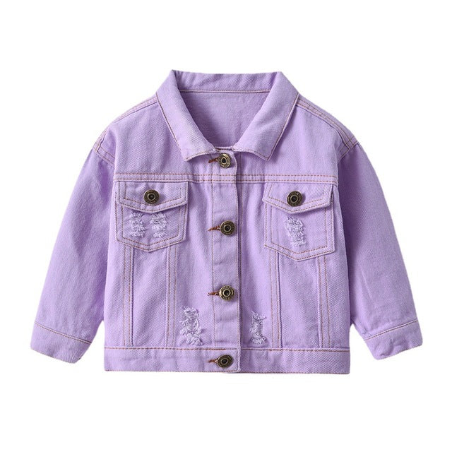 Distressed Denim Jacket | Purple