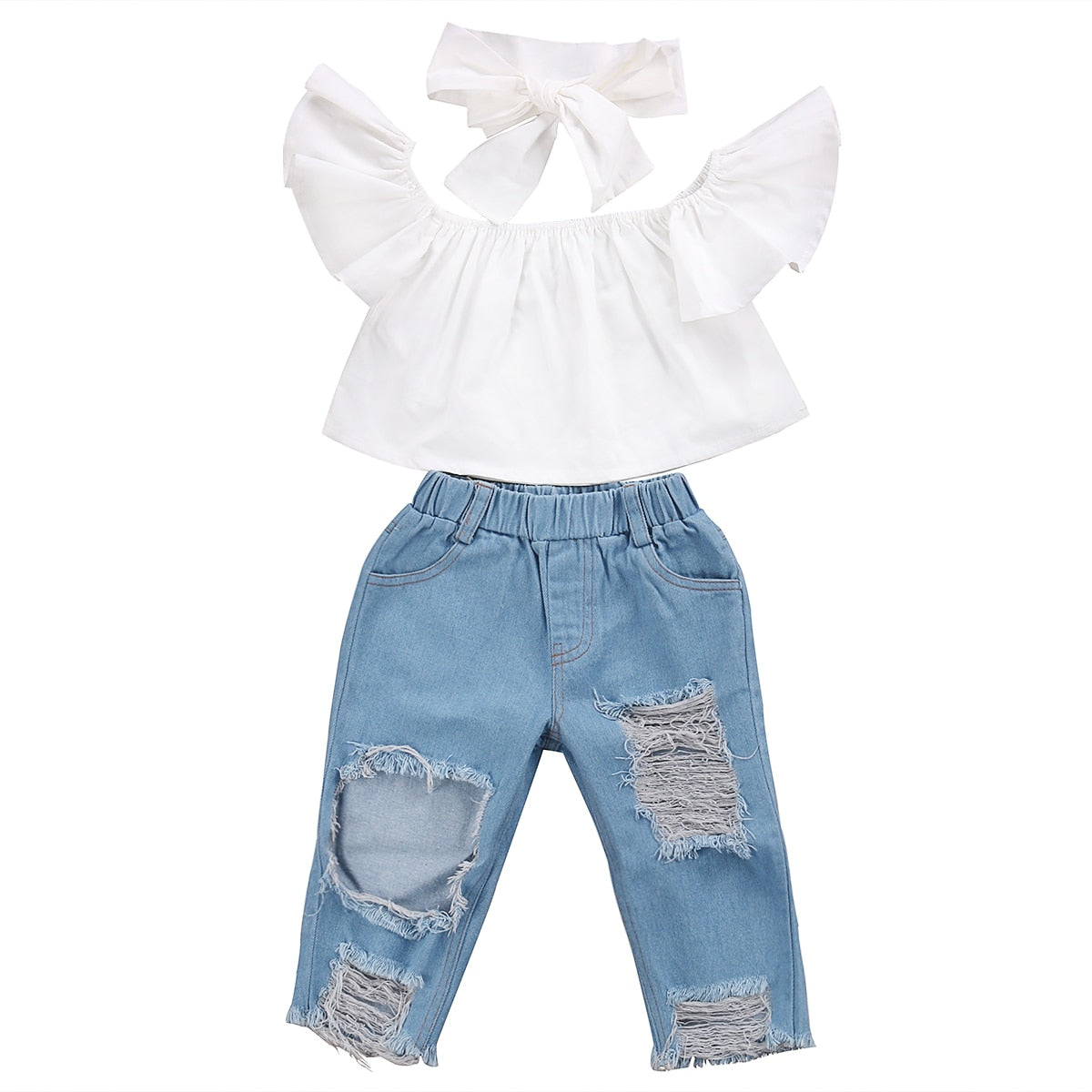 Ripped Jeans Set | White