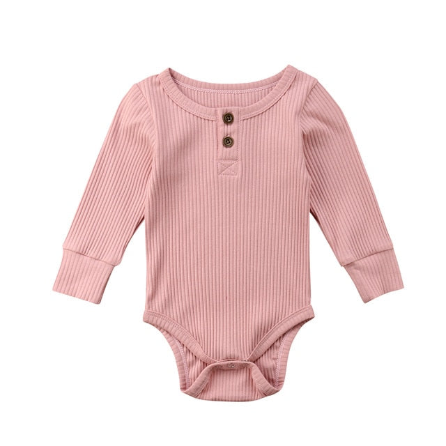 Ribbed Button Bodysuit | Pink