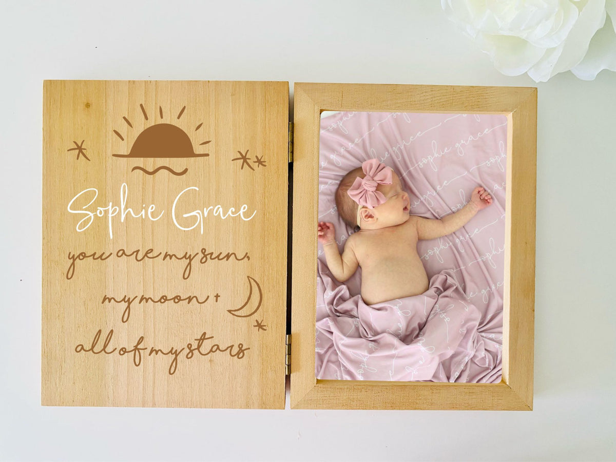 Timber Tinkers - Personalised Baby Photo Frame | Sun, Moon & Stars